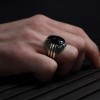 Hand Engraved  Model Zircon Stone 925 Sterling Silver Men's Ring