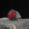 Zircon Stone Hand Engraved  925 Sterling Silver Men's Ring