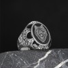 Hand Engraved  Silver Ring with Wolf Symbol