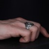 Hand Engraved  Silver Ring with Wolf Symbol