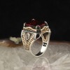 925 Sterling Silver Men's Ring with Garnet Stone