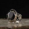 خاتم رجالي من الفضة الإسترلينية عيار 925 محفور يدويًا بحجر الزركون