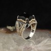 Zircon Stone Hand Engraved  925 Sterling Silver Men's Ring