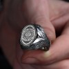 Hand Engraved  Silver Ring with the Seal of Solomon Written