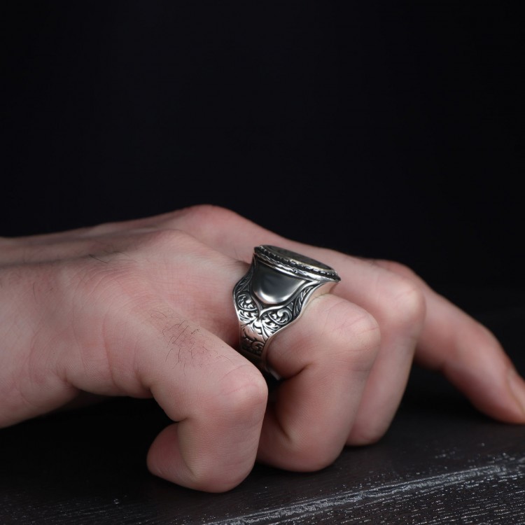 Hand Engraved  Silver Ring with Inshirah Surah Written