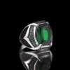 925 Sterling Silver Men's Ring with Green Zircon Stone
