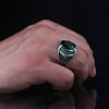 925 Sterling Silver Men's Ring with Green Zircon Stone