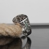 Hand Engraved  Zircon Stone Silver Men's Ring