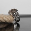 Hand Engraved  Zircon Stone Silver Men's Ring