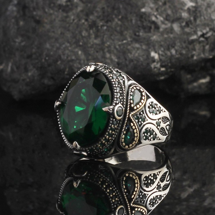 Zirkon Taşlı 925 Ayar Gümüş Erkek Yüzük