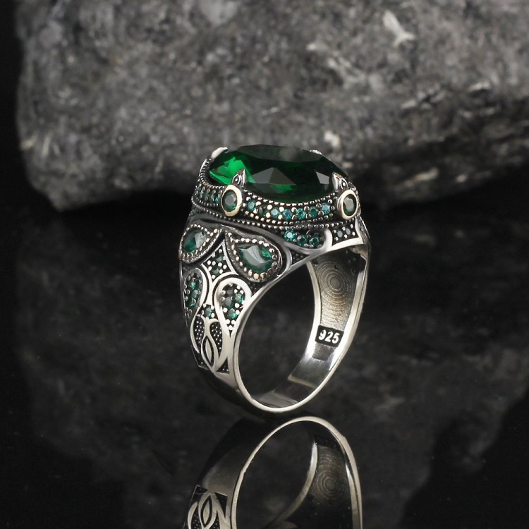 Zirkon Taşlı 925 Ayar Gümüş Erkek Yüzük