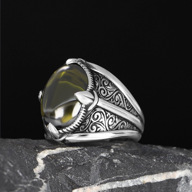 Peridot Stone 925 Sterling Silver Men's Ring