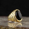 Onyx Stone Rhodium Plated 925 Sterling Silver Men's Ring