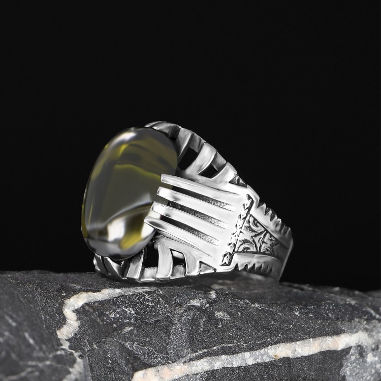 Peridot Stone 925 Sterling Silver Men's Ring
