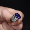 Parliament Blue Agate Stone 925 Sterling Silver Men's Ring Parliament Blue Agate Stone 925 Sterling Silver Men's Ring