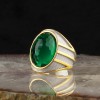 Green Zircon Stone Rhodium Plated 925 Sterling Silver Men's Ring