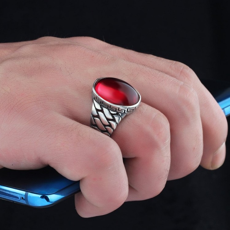 925 Sterling Silver Men's Ring with Tiger Eye Stone 925 Sterling Silver Men's Ring with Tiger Eye Stone